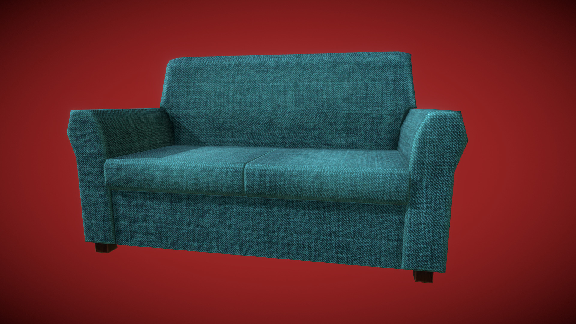 3D model Sofa (hq) - This is a 3D model of the Sofa (hq). The 3D model is about a blue couch against a red background.