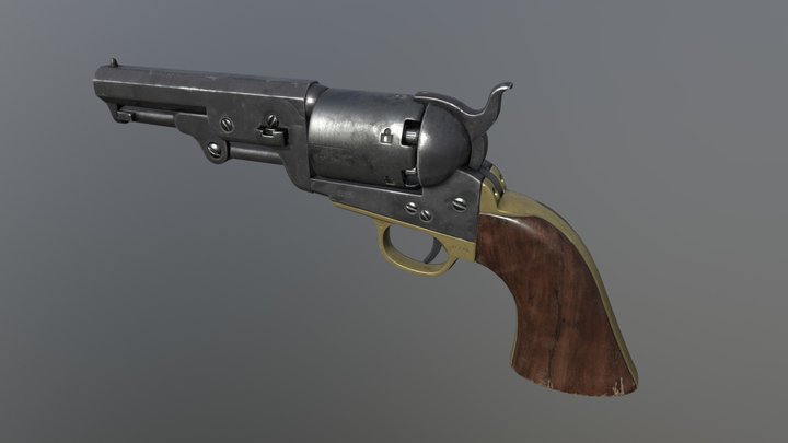 Colt 1849 Pocket Revolver 3D Model