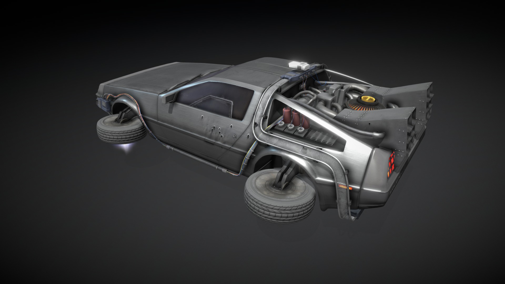 3D model Ready Player One – Parzival’s Delorean - This is a 3D model of the Ready Player One - Parzival's Delorean. The 3D model is about a toy car on a black background.