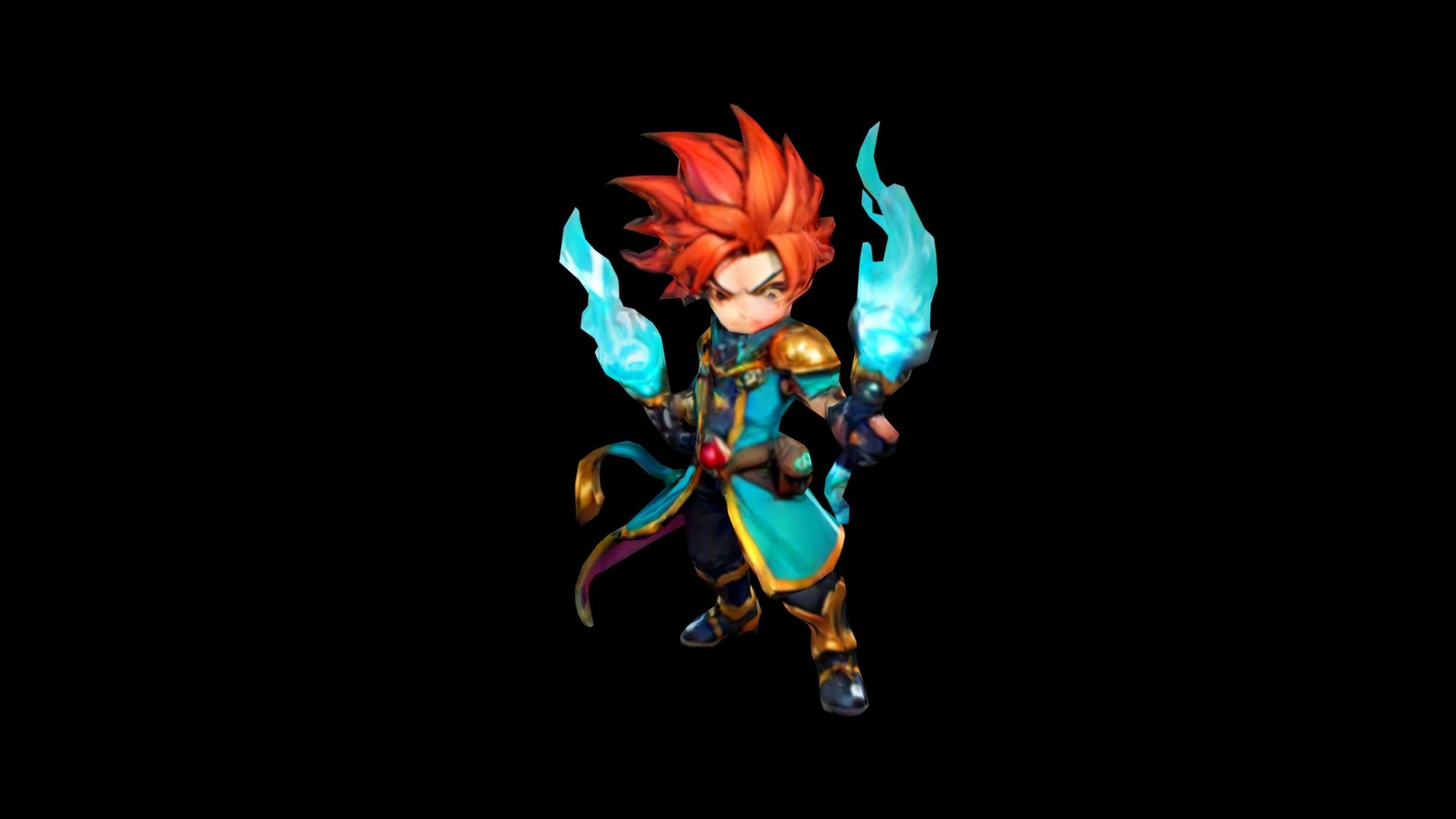 An animated character with red spiky hair, a blu - Download Free 3D ...
