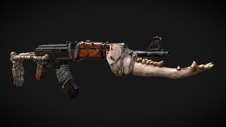 AKS-47 Custom Bone Modified Game ready 3D Model