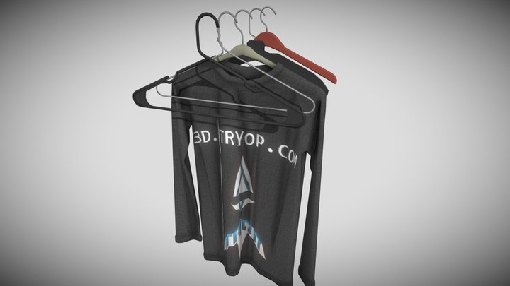Hangers and Long Sleeve Shirt 3D Model