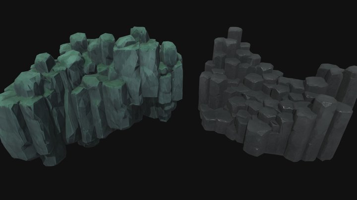 Stylized Lowpoly Cliff Pack 3D Model