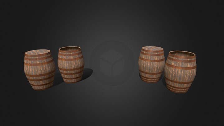 Barrels, worn, rusted and old. 3D Model