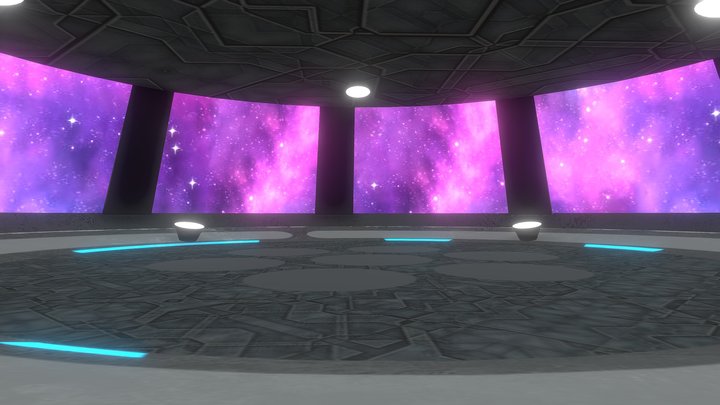 Low Poly Sci-fi Fighting Stage 3D Model