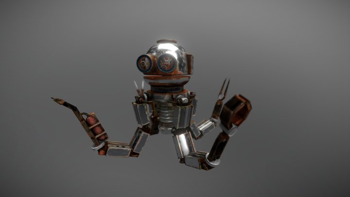 Hovering Four Armed Robot 3D Model
