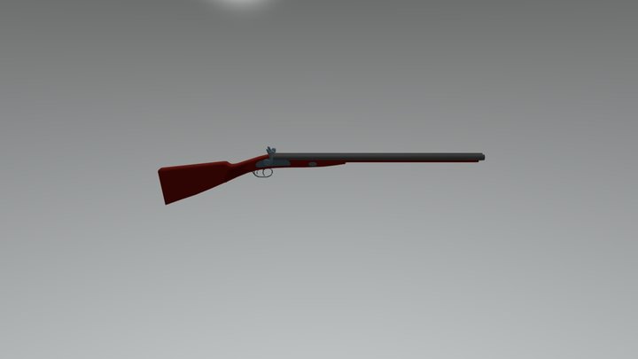 Low Poly Double Barrel Shotgun 3D Model