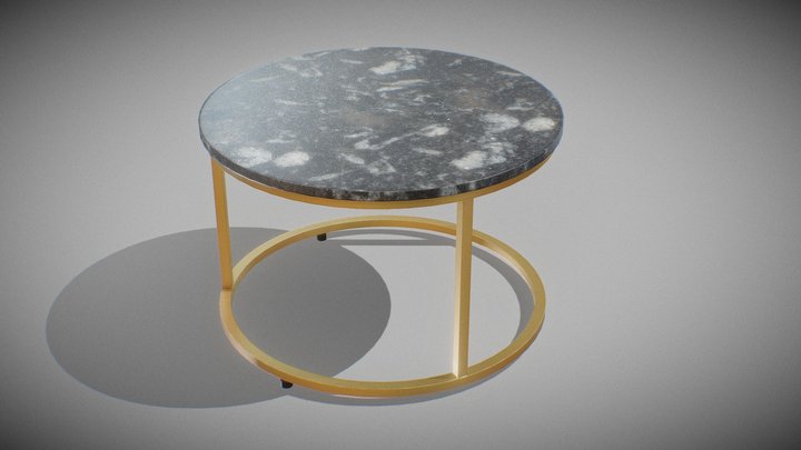 Round Milan Coffee Table black marble 3D Model