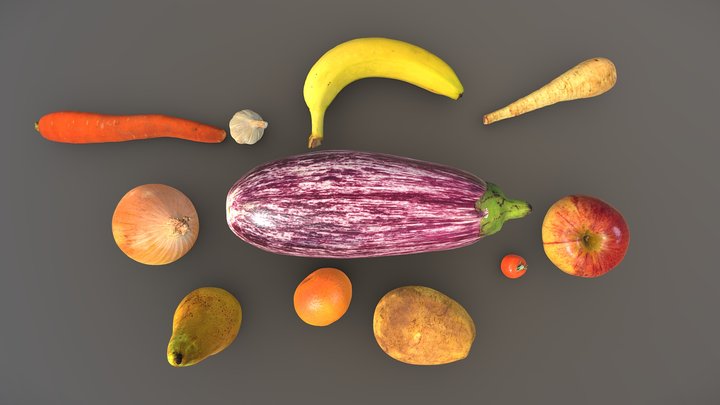 Fruits and vegetables pack 3D Model