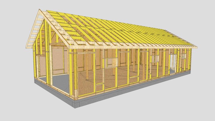C2407-1 - 3D model of SIP panel house 3D Model