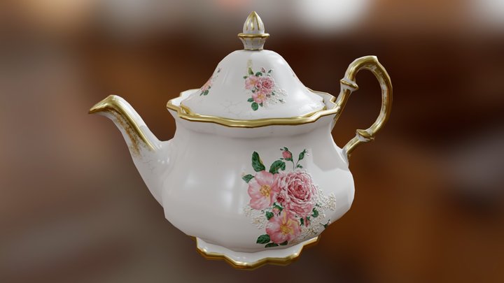 Porcelain Teapot 3D Model