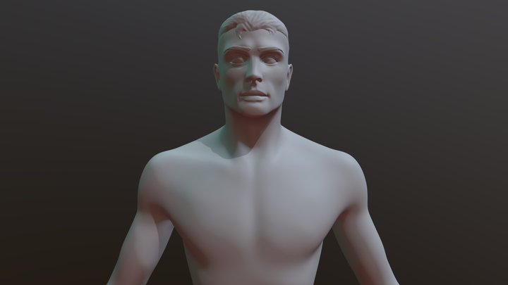 Male head and torso sculpt (High-Poly) 3D Model