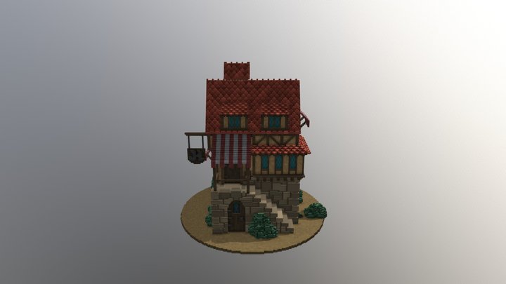 Medieval fantasy house - Voxel model 3D Model