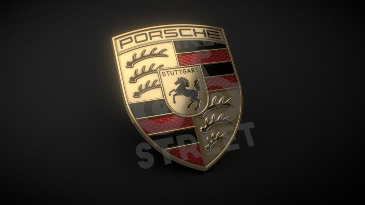 Porsche Emblem New Crest 2023 3D Model