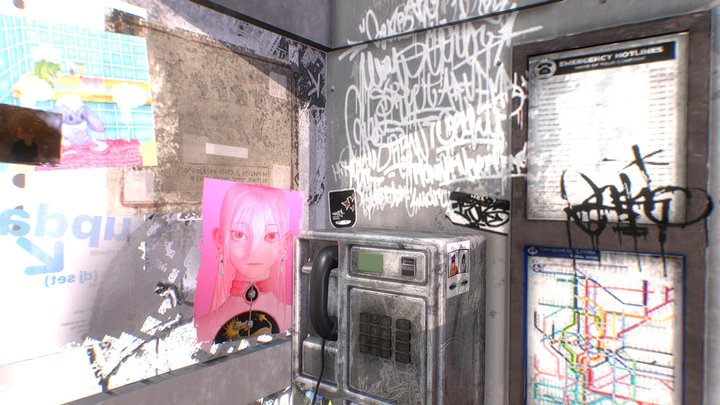 Grafitti Phone Booth 3D Model