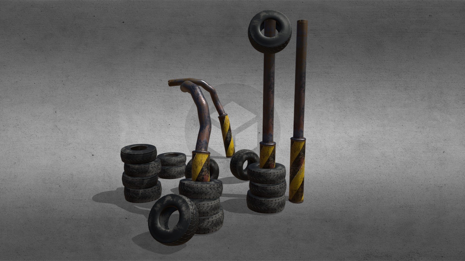 Tire Stacks and Traffic Poles