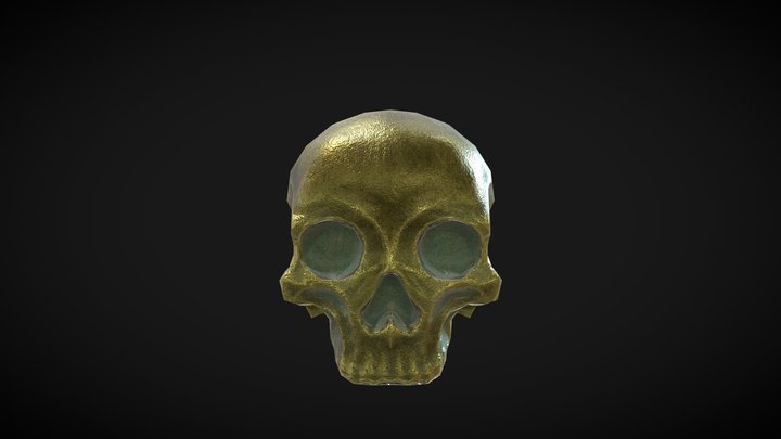 Basic Human Skull 1 - Old Bronze 3D Model