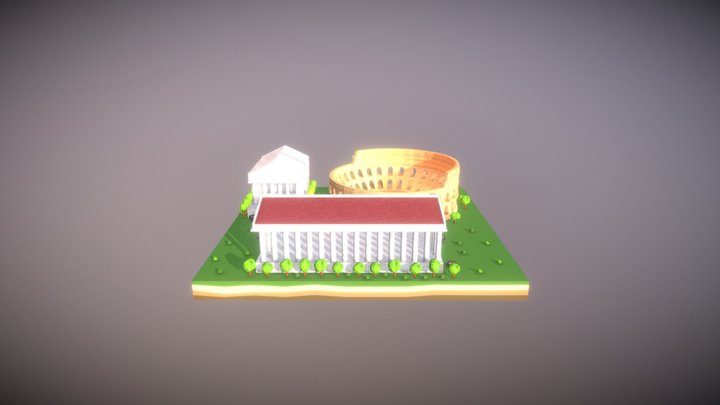 Low Poly Rome Diorama 3D Model