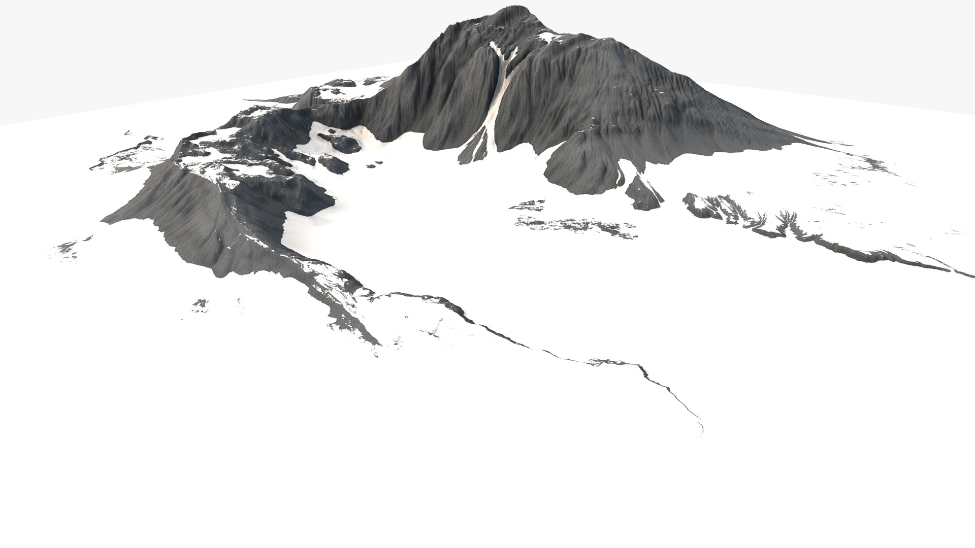 3D model Snow Mountain - This is a 3D model of the Snow Mountain. The 3D model is about a black and white drawing of a mountain.