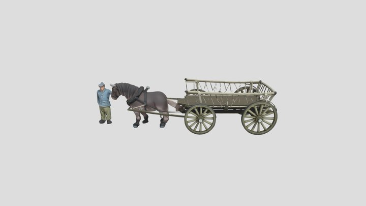 Horse and Cart Model 3D Model