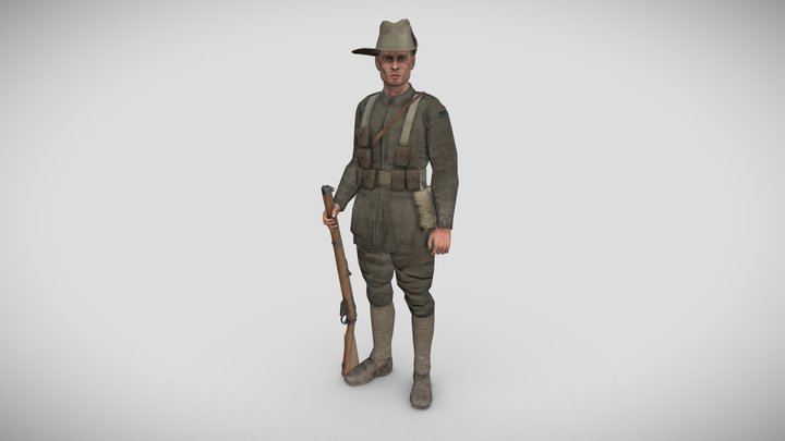 Soldier of the 1st ANZAC Division. WWI 3D Model