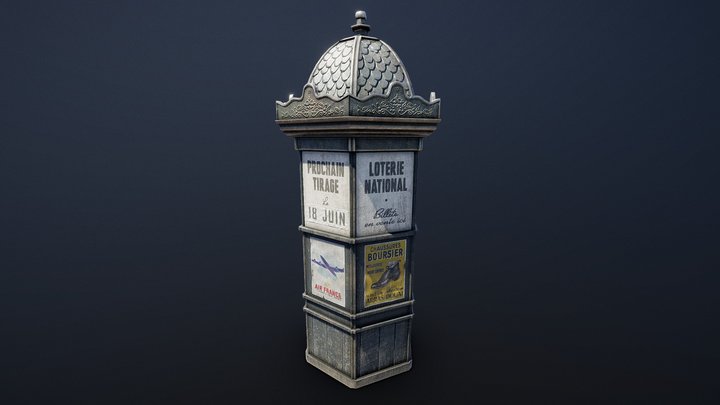 French Kiosk (1940s) 3D Model