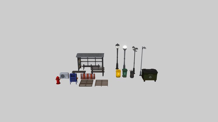 Street props asset 3D Model