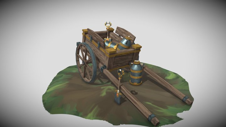 [Student Work]  Dwarf, Shovel, Cart and Milk jug 3D Model