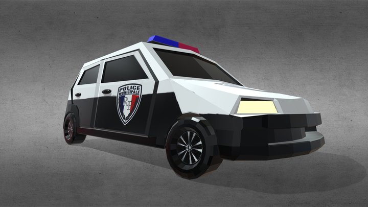 low poly police van / car 3D Model