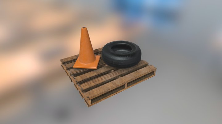 2K Cone/Pallet/Tire City Props 3D Model