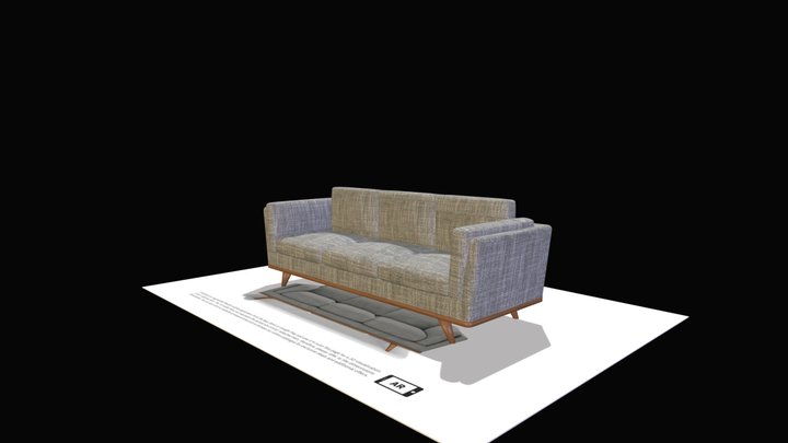 Timber Pebble Gray Sofa (AR) 3D Model