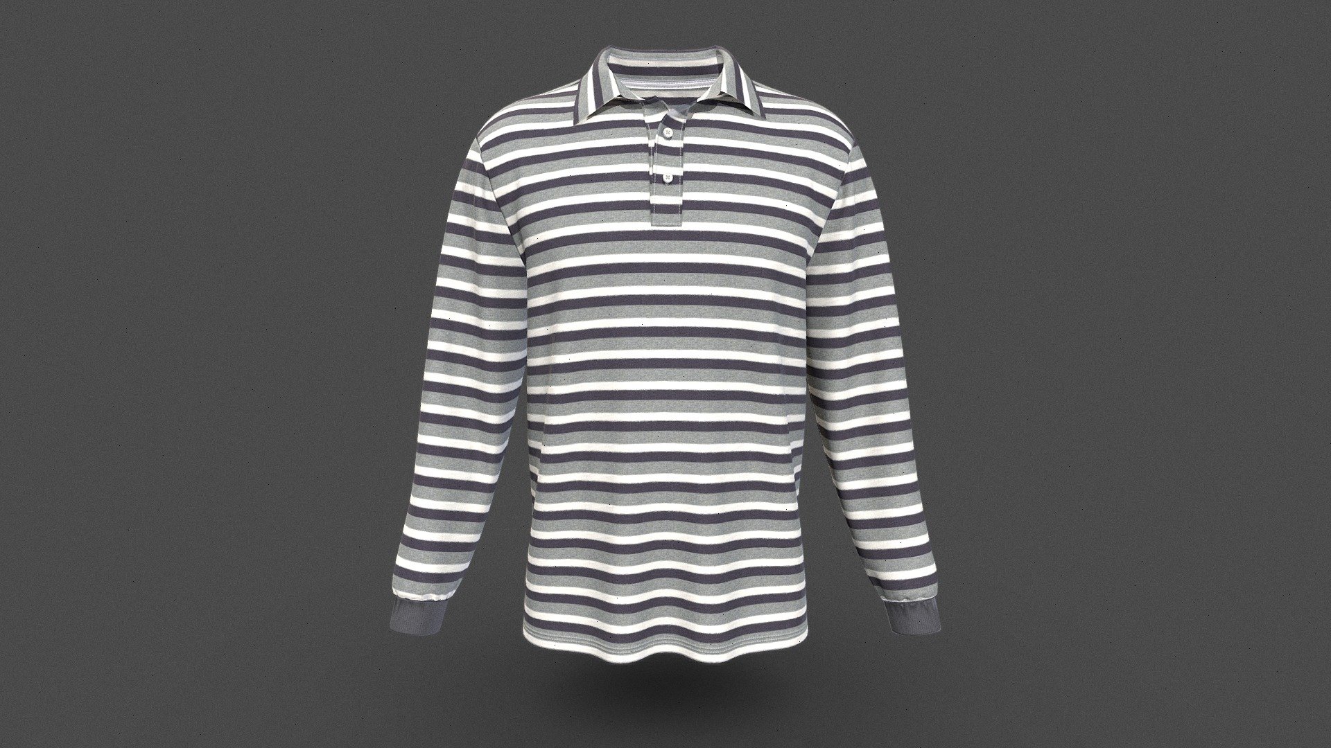 Men Long Sleeve Strip Polo Shirt - Buy Royalty Free 3D model by ...