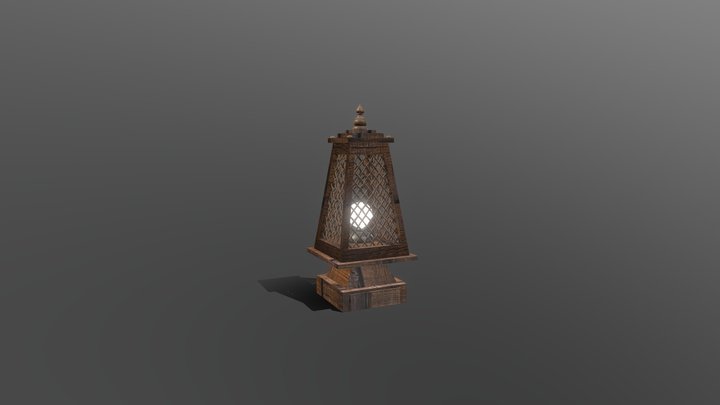 Vintage wooden lamp 3D Model