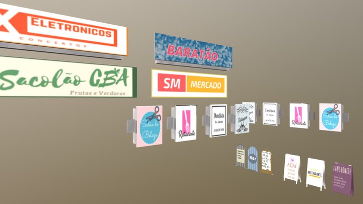 Placas de Comércio 3D Model