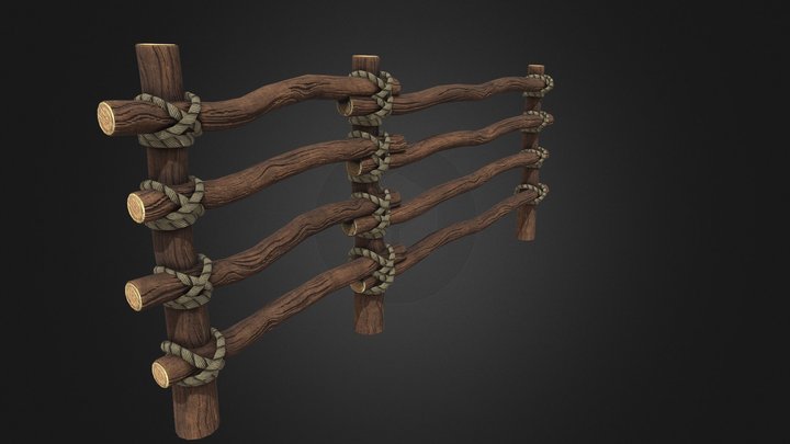 Wooden Fence (game ready asset) 3D Model