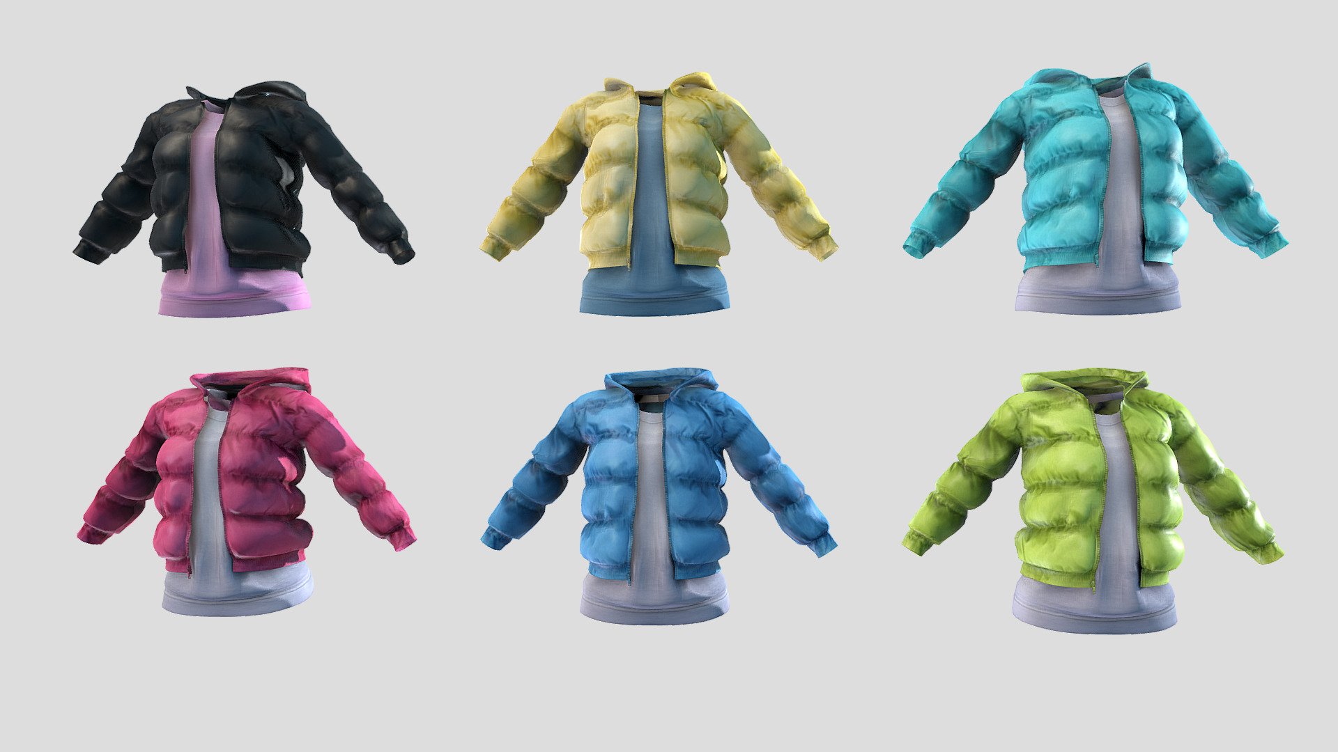 Female Cute Padded Coat With Pullover - Buy Royalty Free 3D model by ...