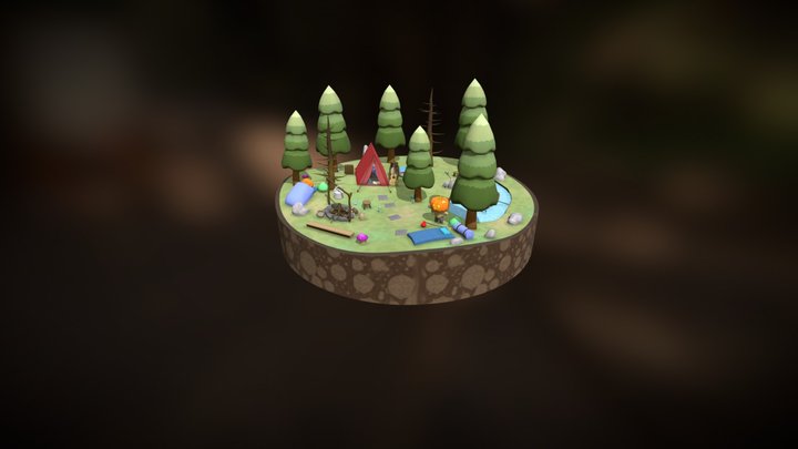 The Bog - Cartoon Camp Scene (Hero Piece) 3D Model