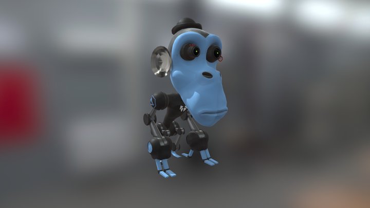Robot Monkey Butler Textured 3D Model