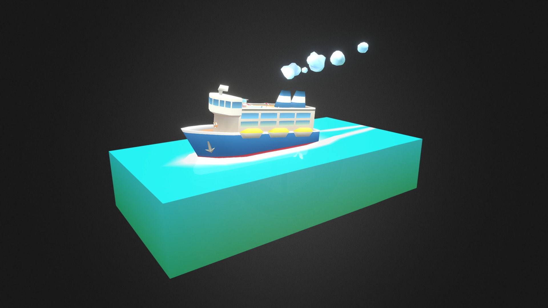 3D model Boat Ride (Vertex color only) - This is a 3D model of the Boat Ride (Vertex color only). The 3D model is about a blue and red house.