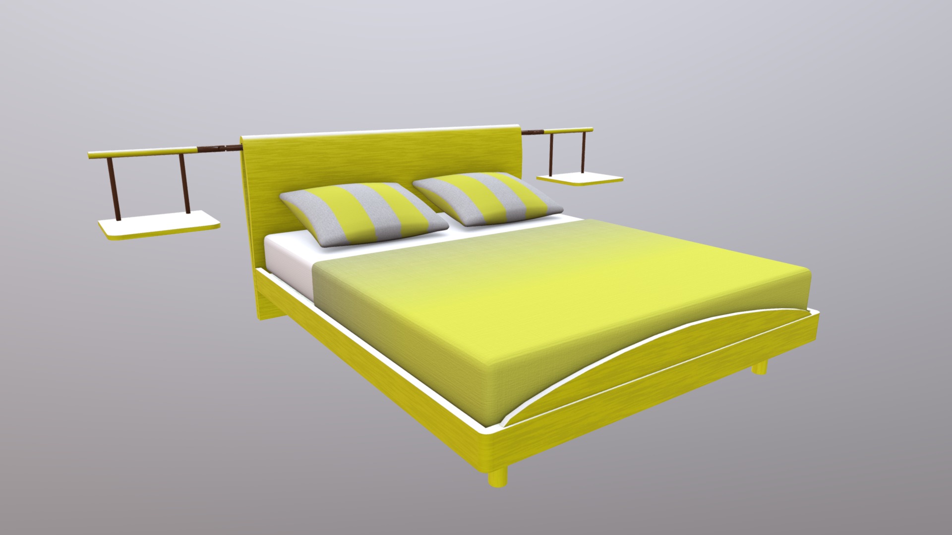 3D model Bed poly color - This is a 3D model of the Bed poly color. The 3D model is about a bed with a green cover.