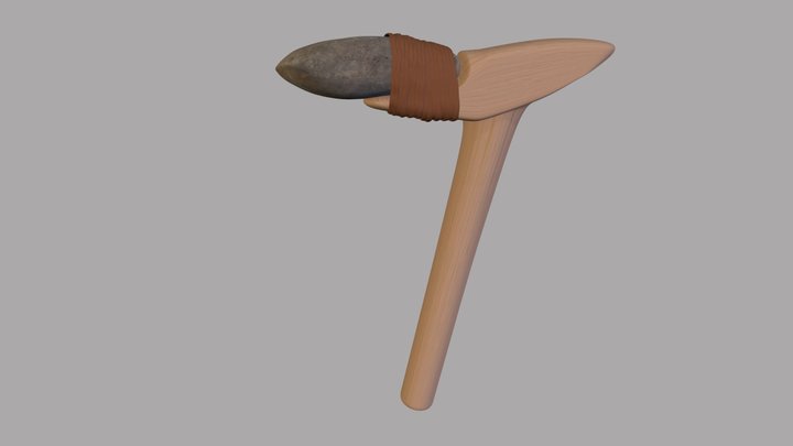 Hafted Adze with Handle 3D Model