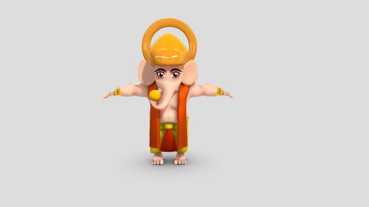Divine Ganesh Ji 3D Model: Gaming & Art 3D Model