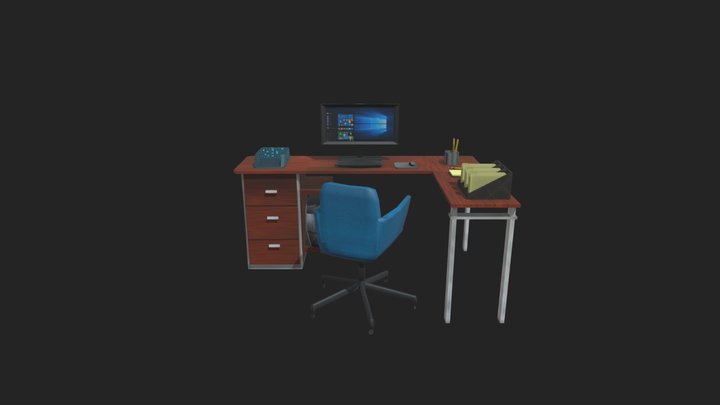 Modern Office Desk 3D Model