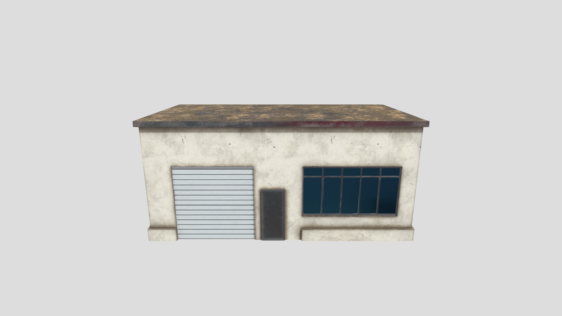 3D model Small garage low poly - This is a 3D model of the Small garage low poly. The 3D model is about a white building with a window.