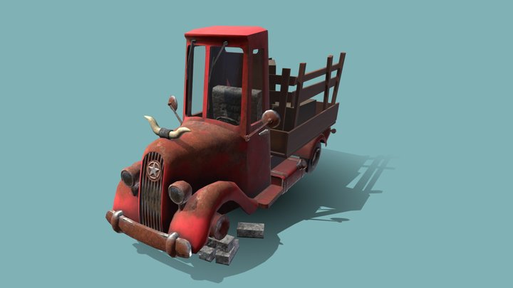 old red truck 3D Model