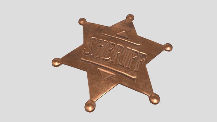 Golden Sheriff Badge 3D Model