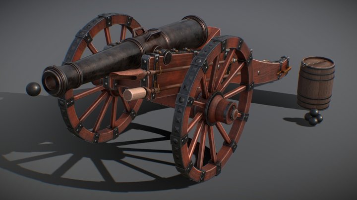 OB 01 Cannon Kit A iron buccaneer cannon 3D Model