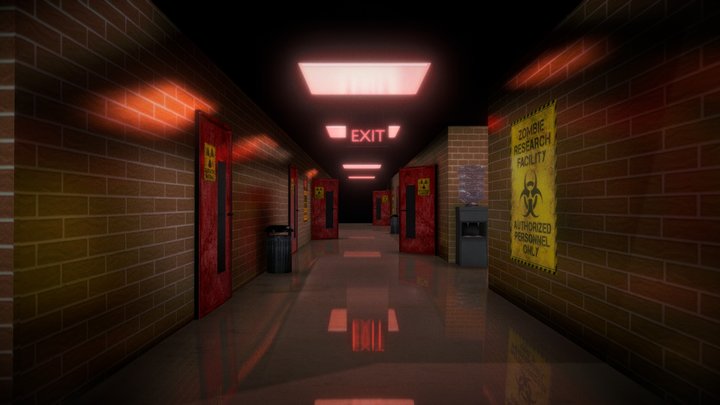 Apocalyptic Hospital Hallway Interior 3D Model