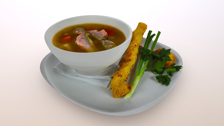 Fish soup Уха рыбный суп 3D Model