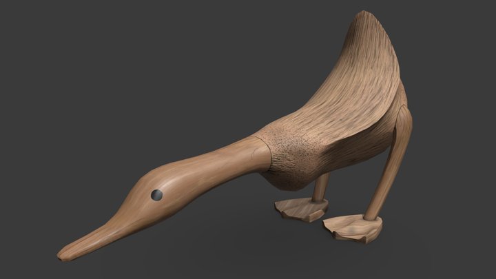wooden goose statue - mid poly 3D Model